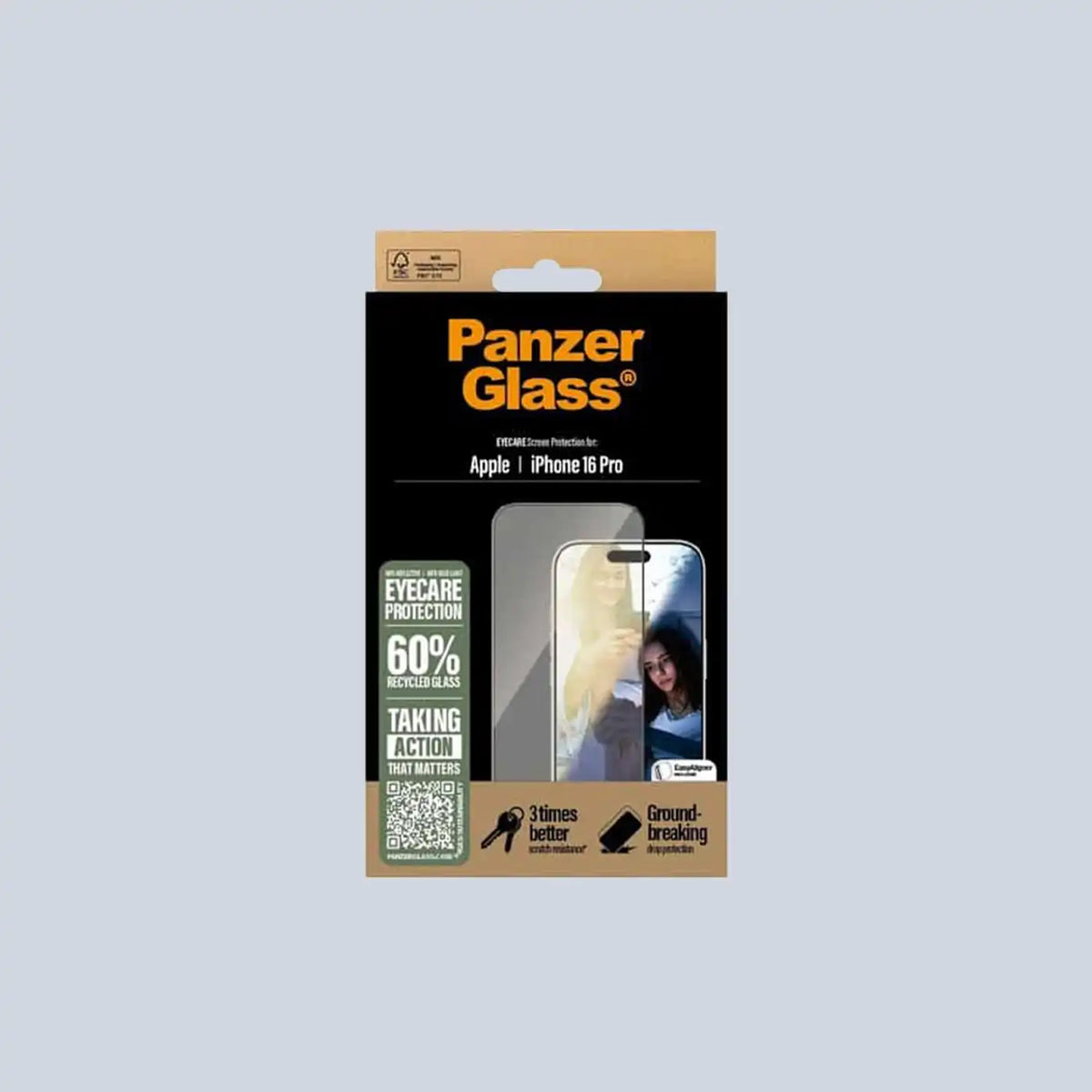 PanzerGlass EyeCare Screen Protector iPhone 16 Pro | Ultra-Wide Fit