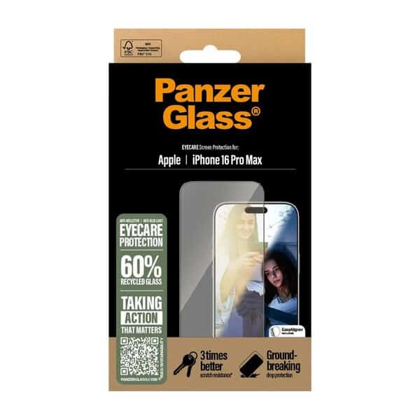 PanzerGlass® EyeCare Screen Protector iPhone 16 Pro Max Ultra-Wide Fit product photo