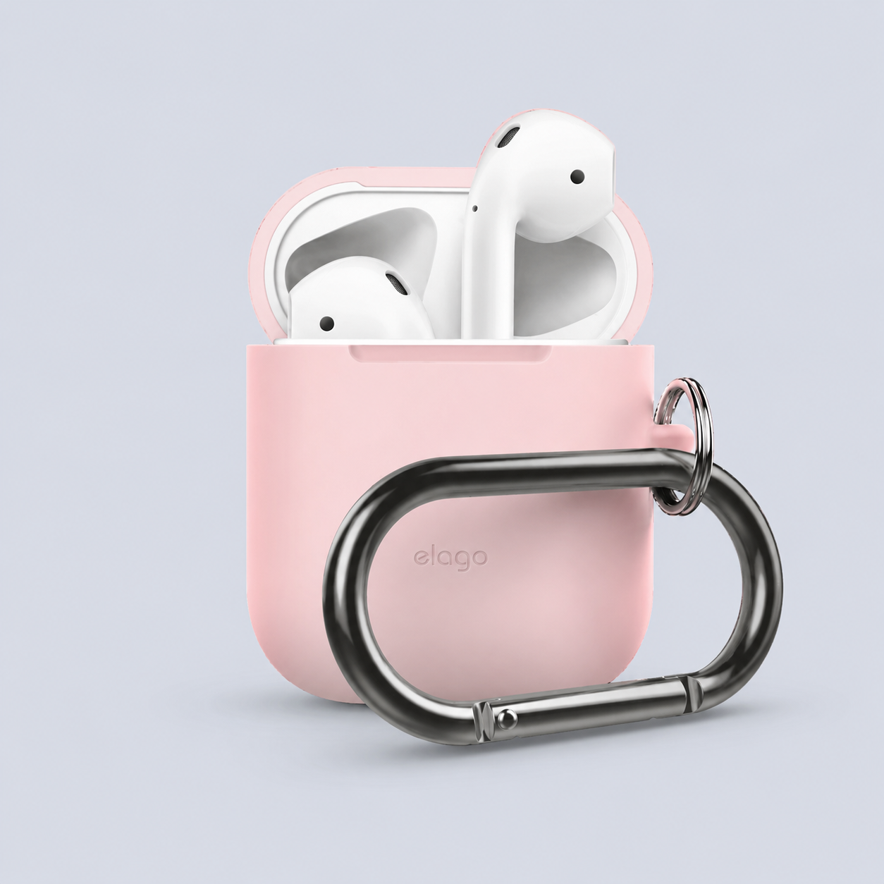 elago Airpods Protective Case - Silicone Hang Case with Carabiner Clip Pink Stylish Cover