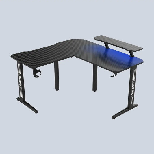 Gamvity Gaming Corner Modern L Shaped Computer Desk - Black product photo