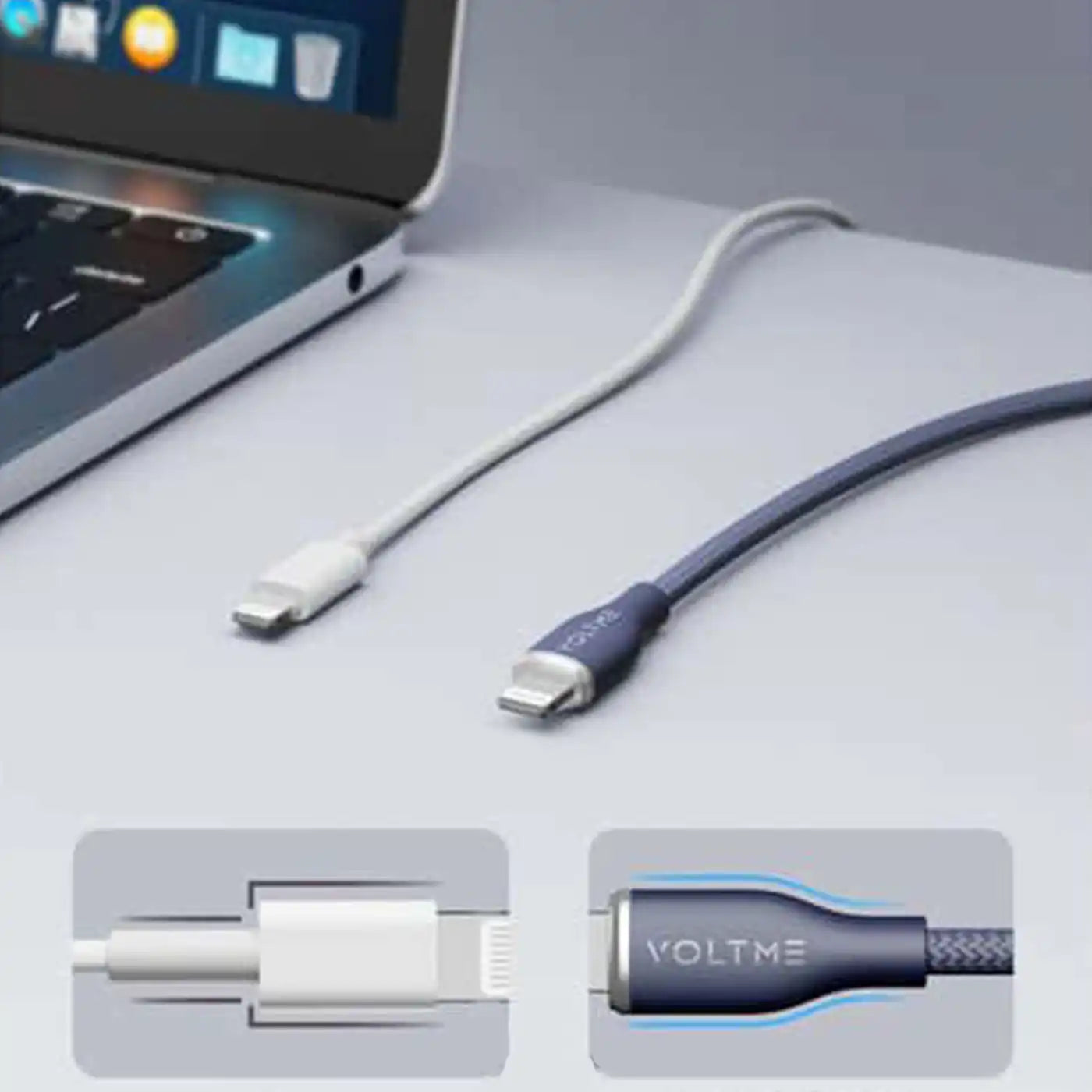 Voltme Powerlink Rugg Double Type C to Lightning 3A / 1.2M Grey Blue