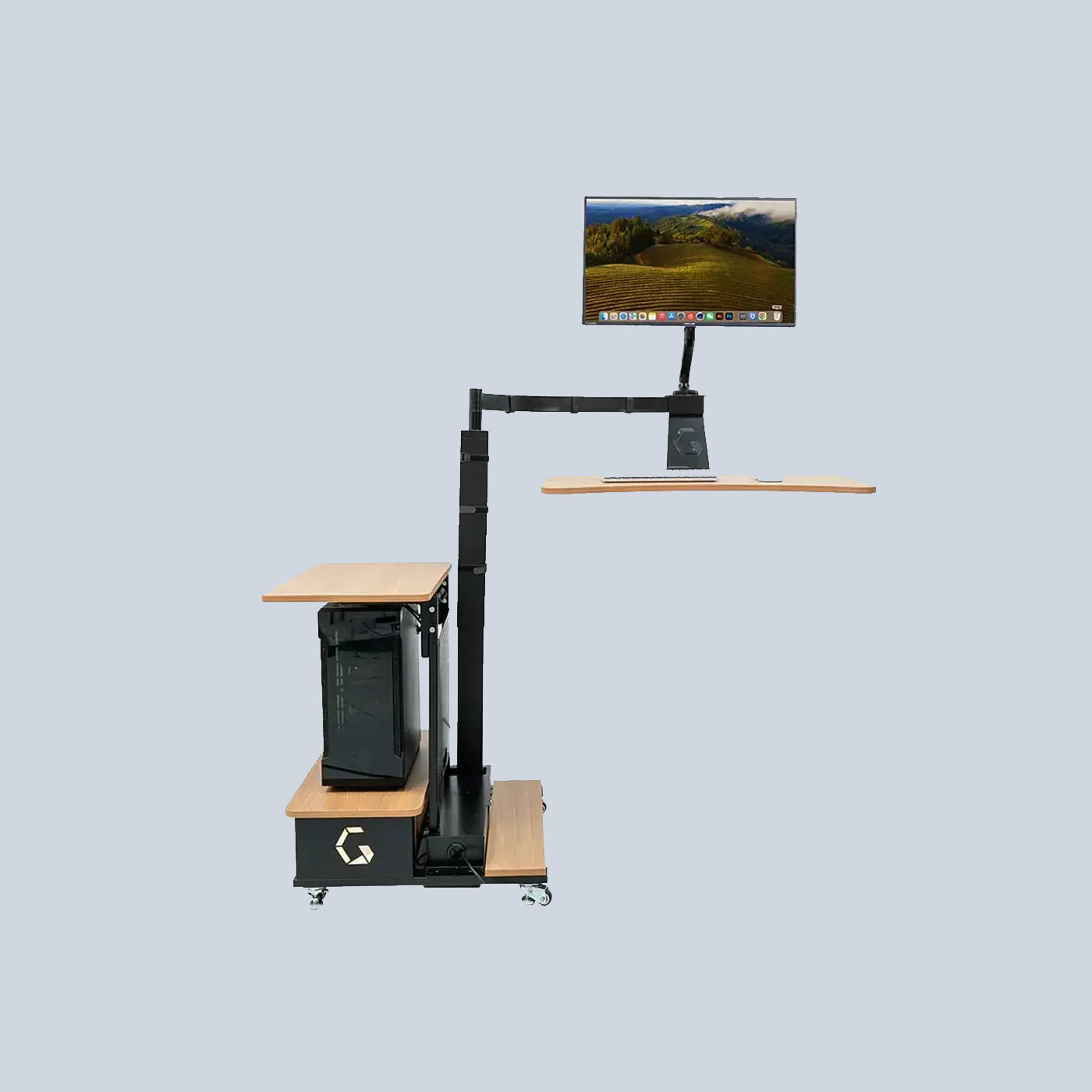 Ingrem Left Rudder Adjustable Height Standing Desk with Monitor Arm product photo