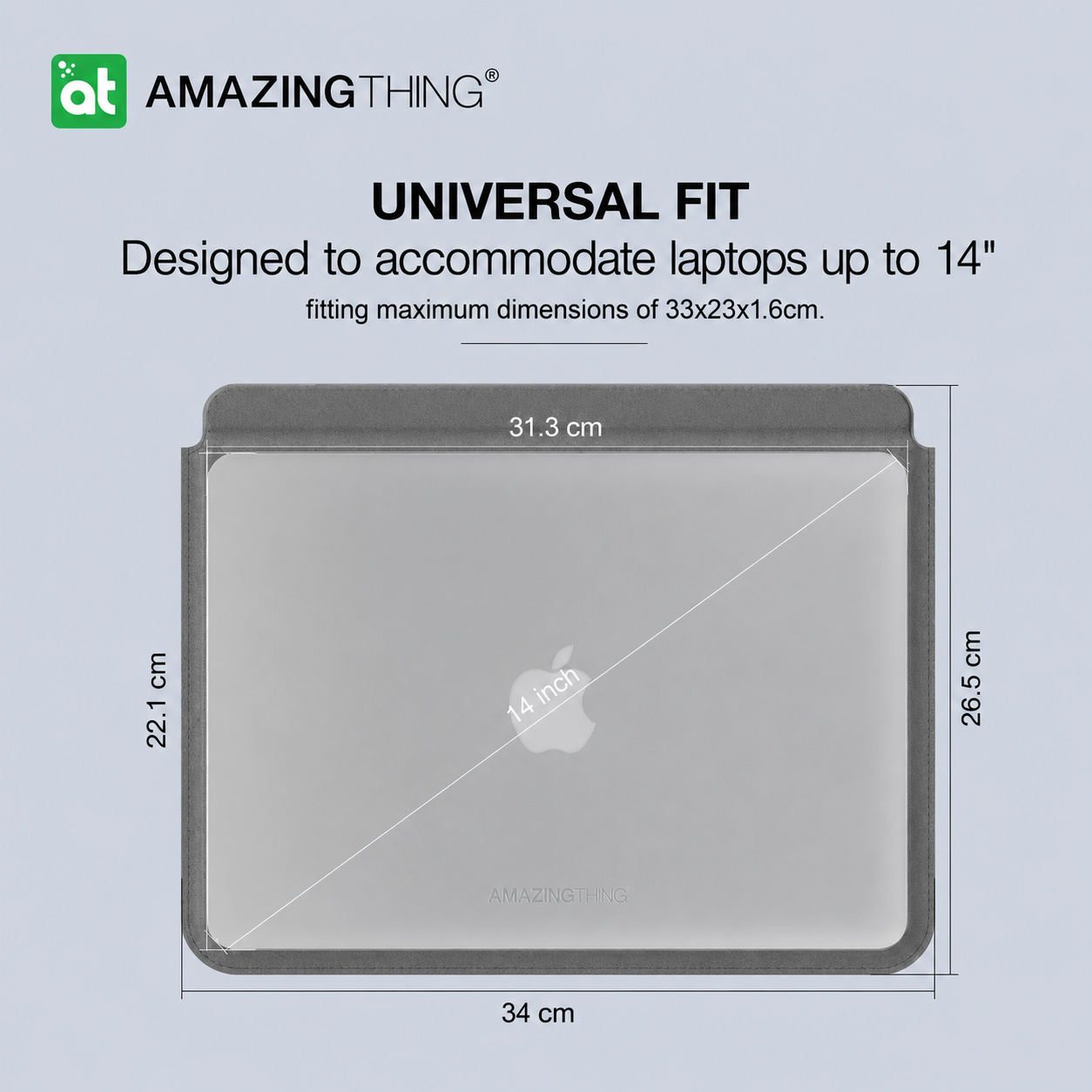 ⁦AmazingThing Matte PRO MAG Sleeve⁩ مع ⁦Stand⁩ لحماية ⁦Macbook PRO 14/13⁩ و ⁦Air 13.6/13 -⁩ رمادي