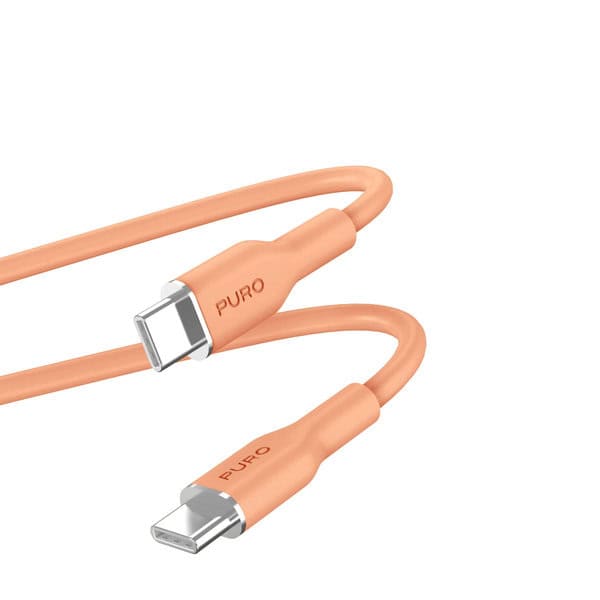 Puro Power and Data Sync Soft Cable USB-C TO USB-C 1 5M Orange product photo