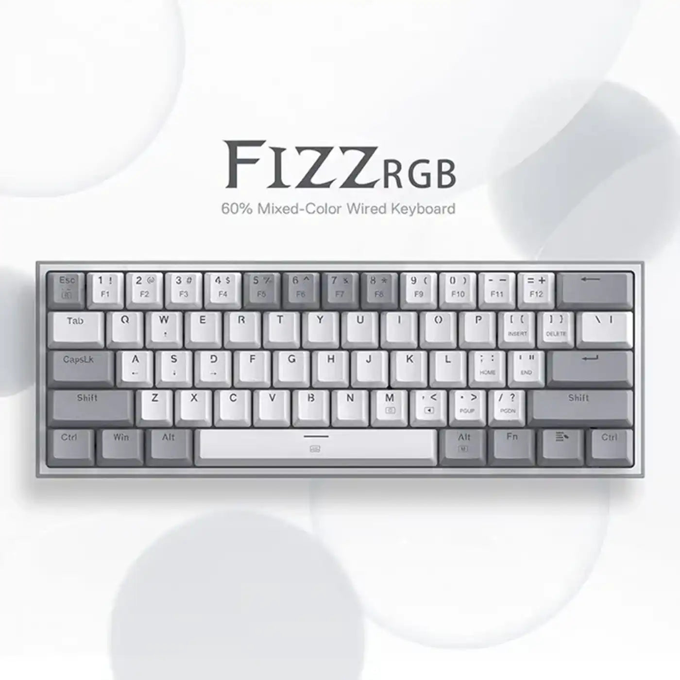 Fizz Rgb Wired Mechanical Gaming Keyboard - White/grey (Dust-proof Red) (English&arabic)