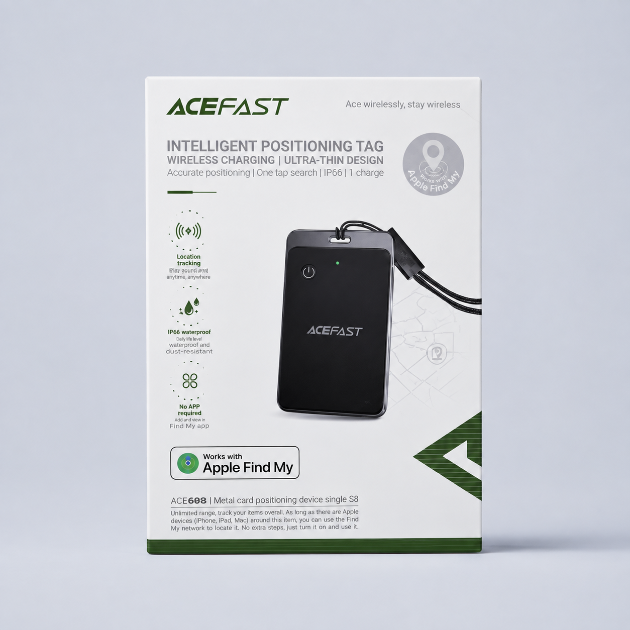 Acefast S3 Intelligent Positioning Tag – Wireless Charging & Apple Find My