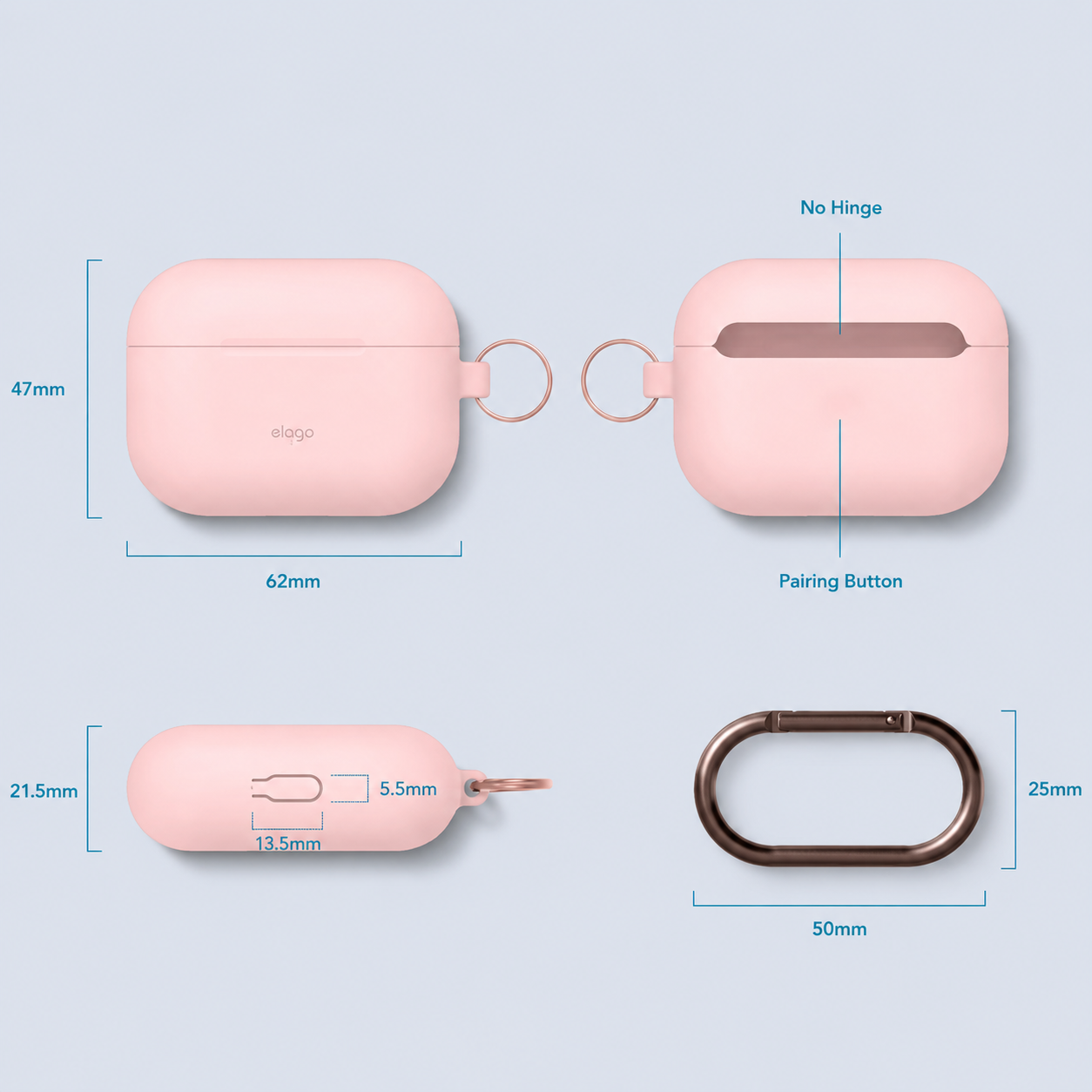حافظة ⁦Elago Slim Hang⁩ ل ⁦AirPods Pro -⁩ وردي