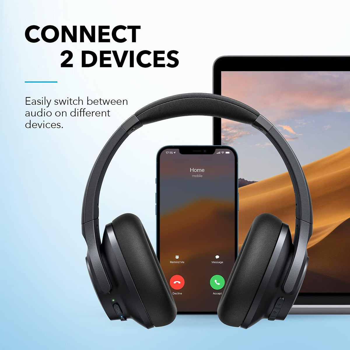 ⁦Soundcore Life Q20+ Noise Cancelling Headphones - Black⁩