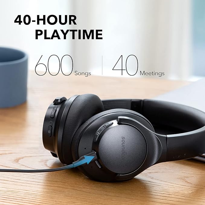 ⁦Soundcore Life Q20+ Noise Cancelling Headphones - Black⁩