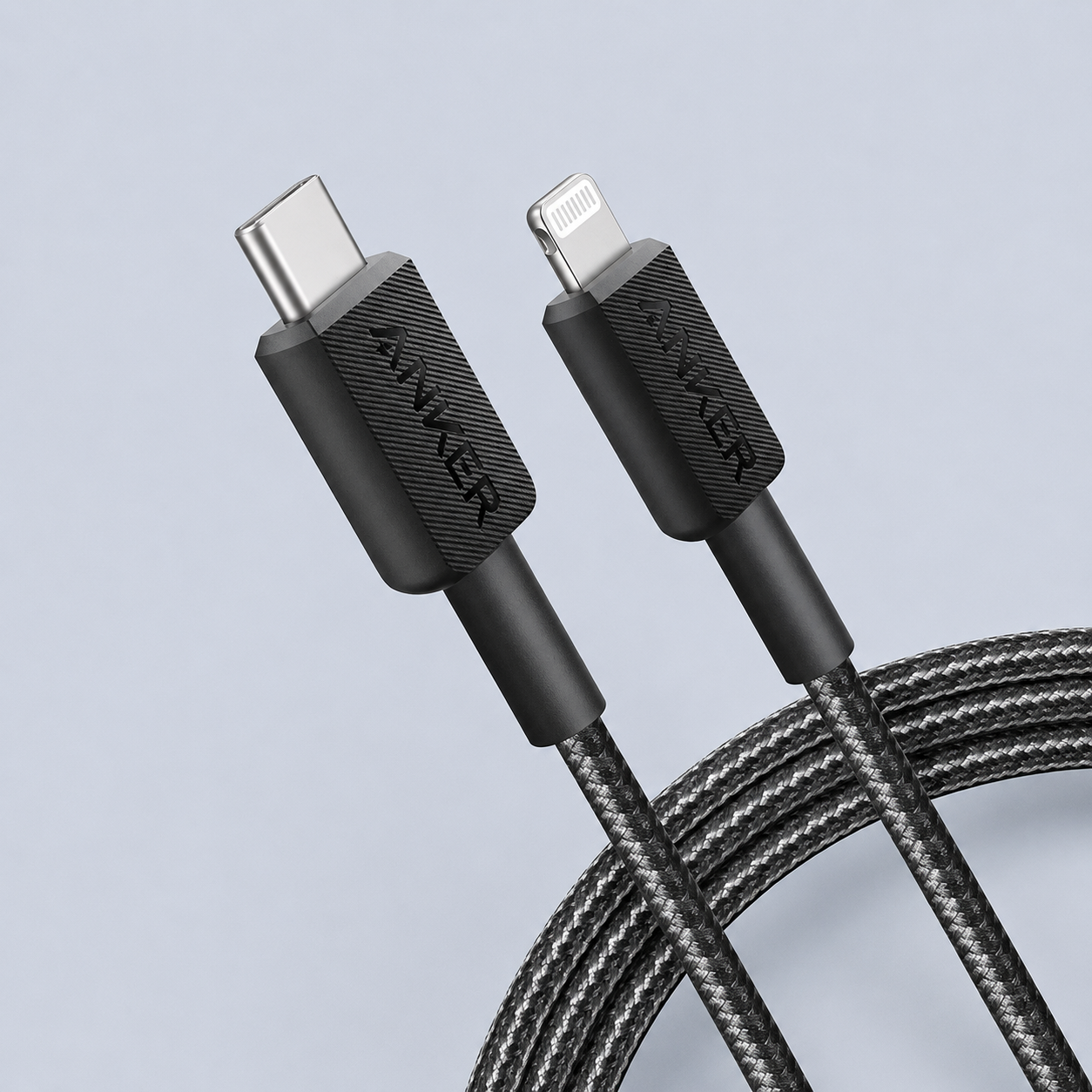 ⁦Anker 322 USB-C to Lightning Cable 1.8m Braided Black⁩
