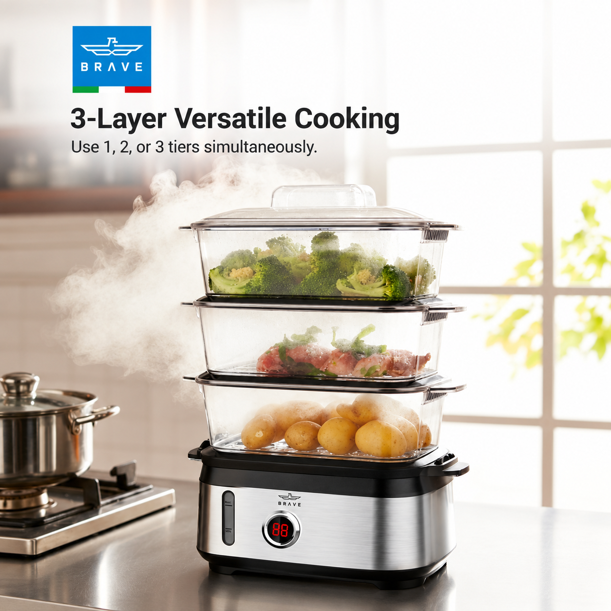 Brave Smartcook 9L 3-Tier Electric Food Steamer 950W | Baby Food  with Auto Shut-Off (BSC-01)