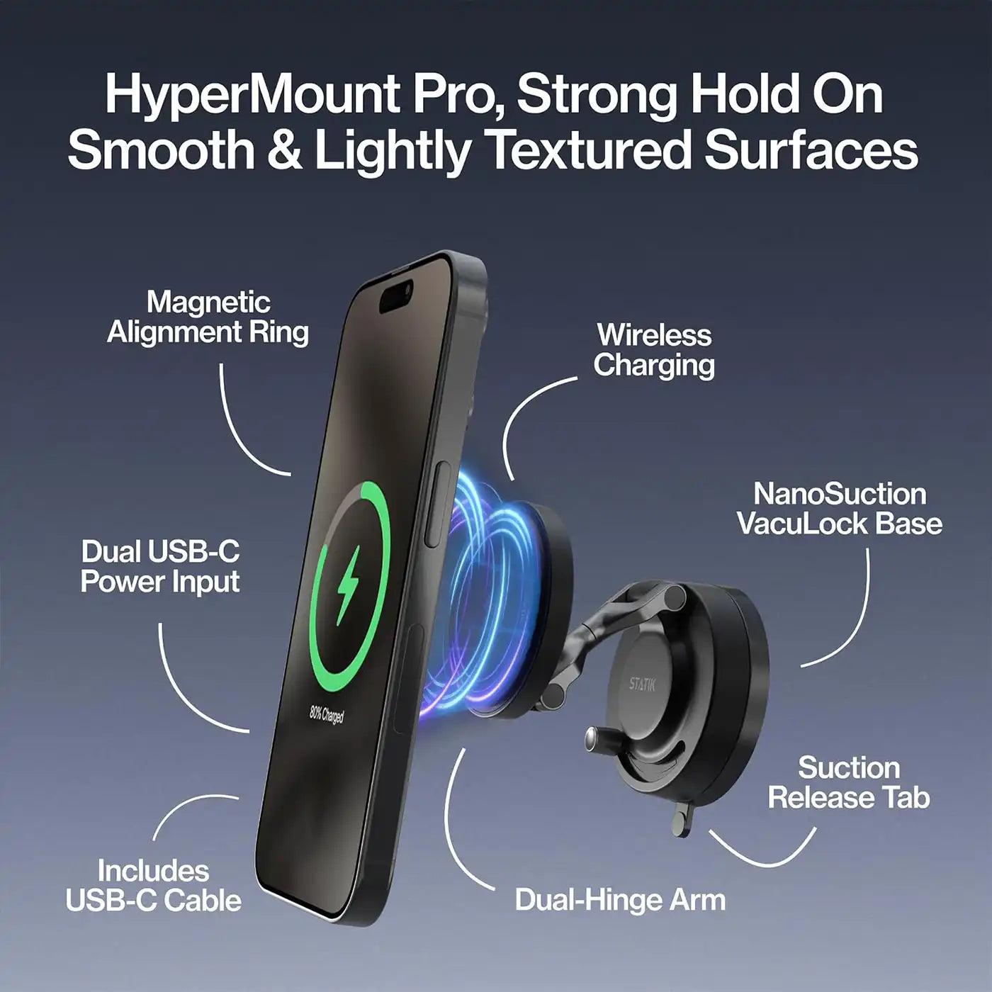Statik HyperMount Pro Magnetic Charging Phone Holder