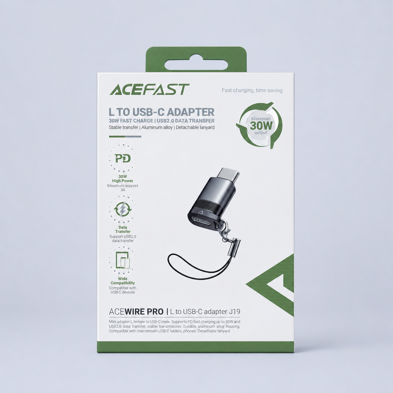 Acefast  Acewire Pro Lightning to USB-C Adapter – 30W Fast Charging