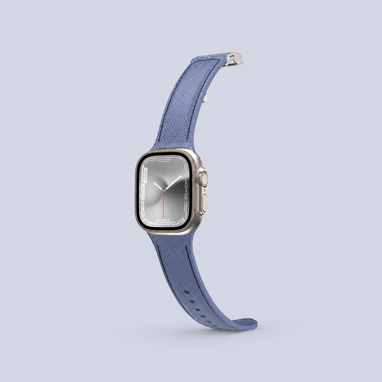 ⁦AmazingThing Apple Watch Band - TITAN SWIFT Silicone Band with Leather Texture Blue⁩