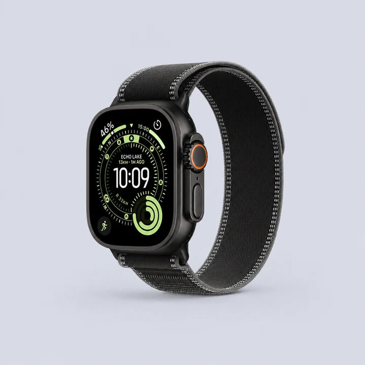 Apple Watch Ultra 3 GPS + Cellular, 49mm Black Titanium Case with Black/Charcoal Trail Loop - S/M