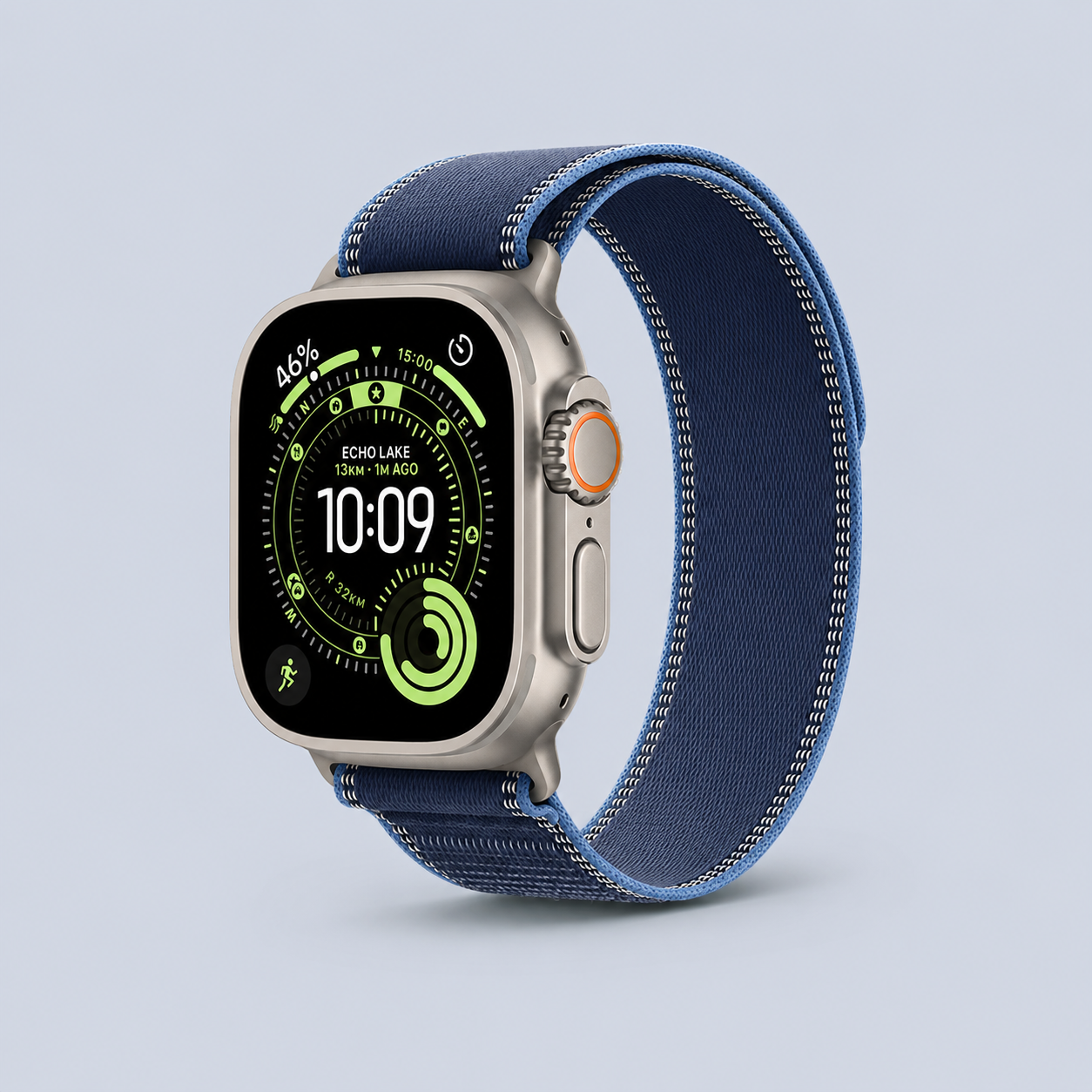 Apple Watch Ultra 3 GPS + Cellular 49mm Natural Titanium Case with Blue/Bright Blue Trail Loop - S/M