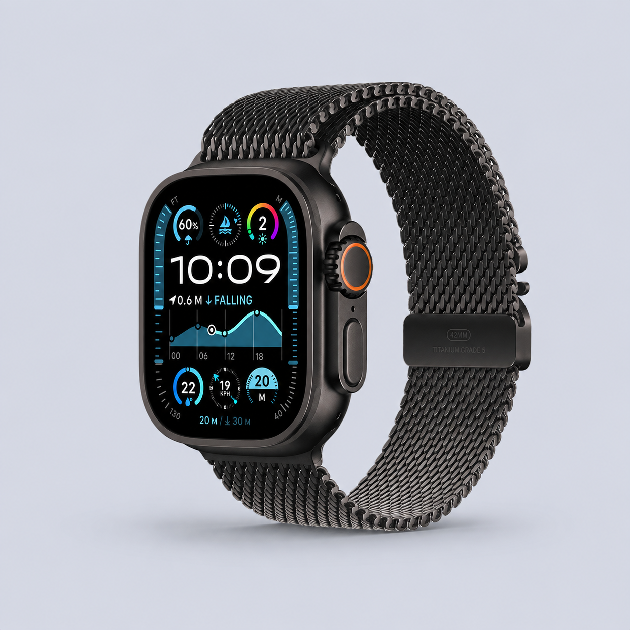 Apple Watch Ultra 2 GPS + Cellular 49mm Titanium Black Case with Milanese Loop Medium - Black (Middle East Version)