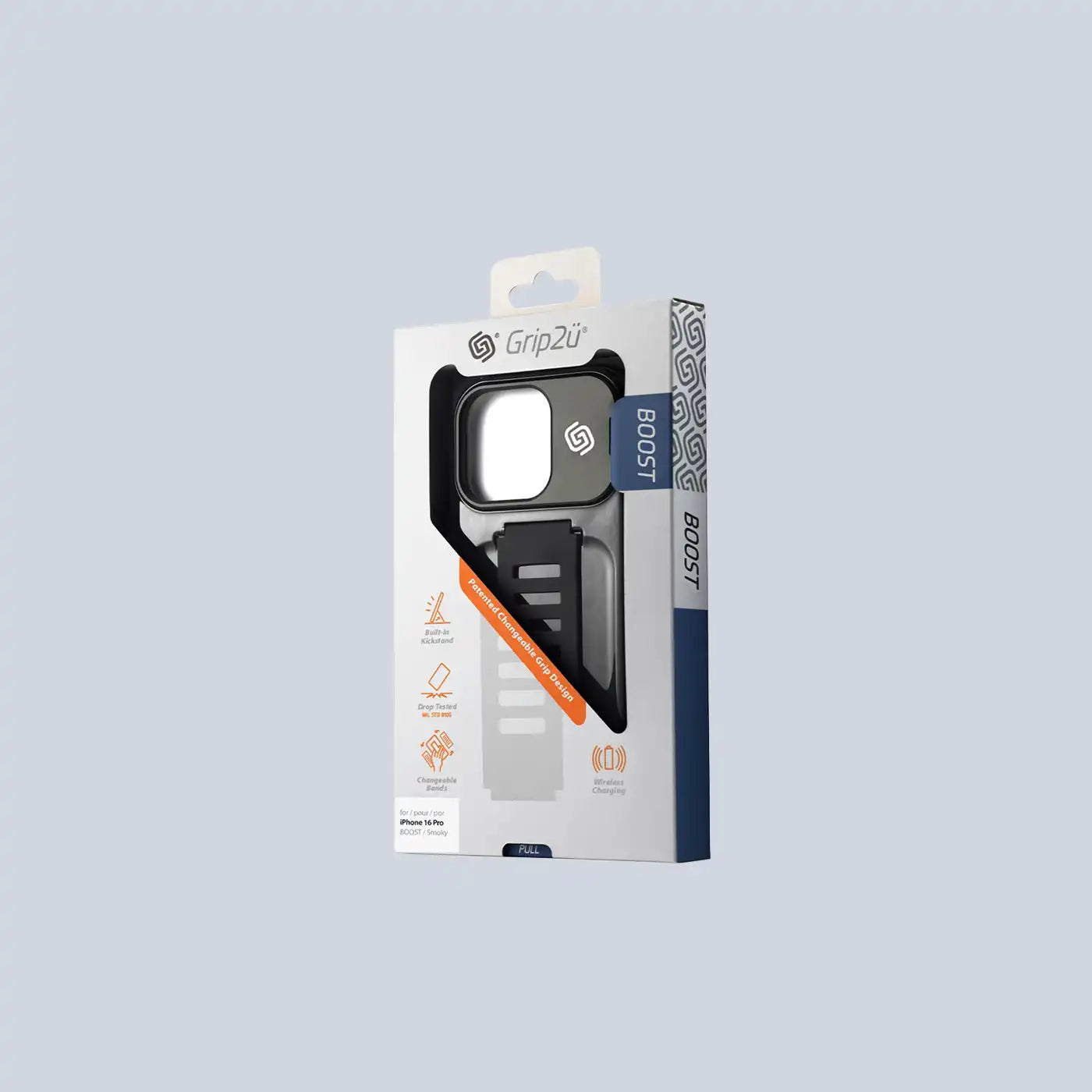 غطاء ⁦Grip2U⁩ لهاتف ⁦iPhone 16 Pro Boost Kickstand Smoky⁩