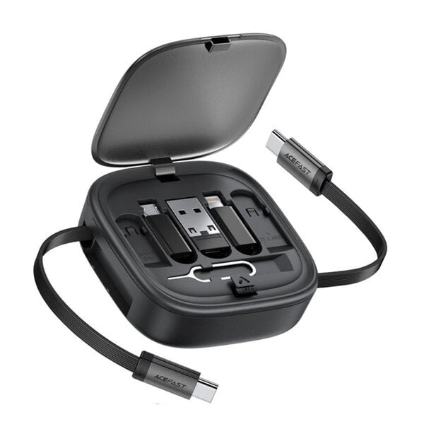 Acefast J3 multifunctional travel set with retractable charging data cable Black