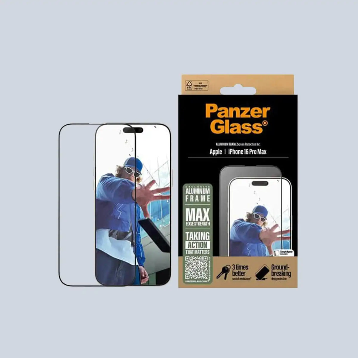 PanzerGlass  iPhone 16 6.9" Pro Max Screen Protector Aluminum Frame | Ultra-Wide Fit