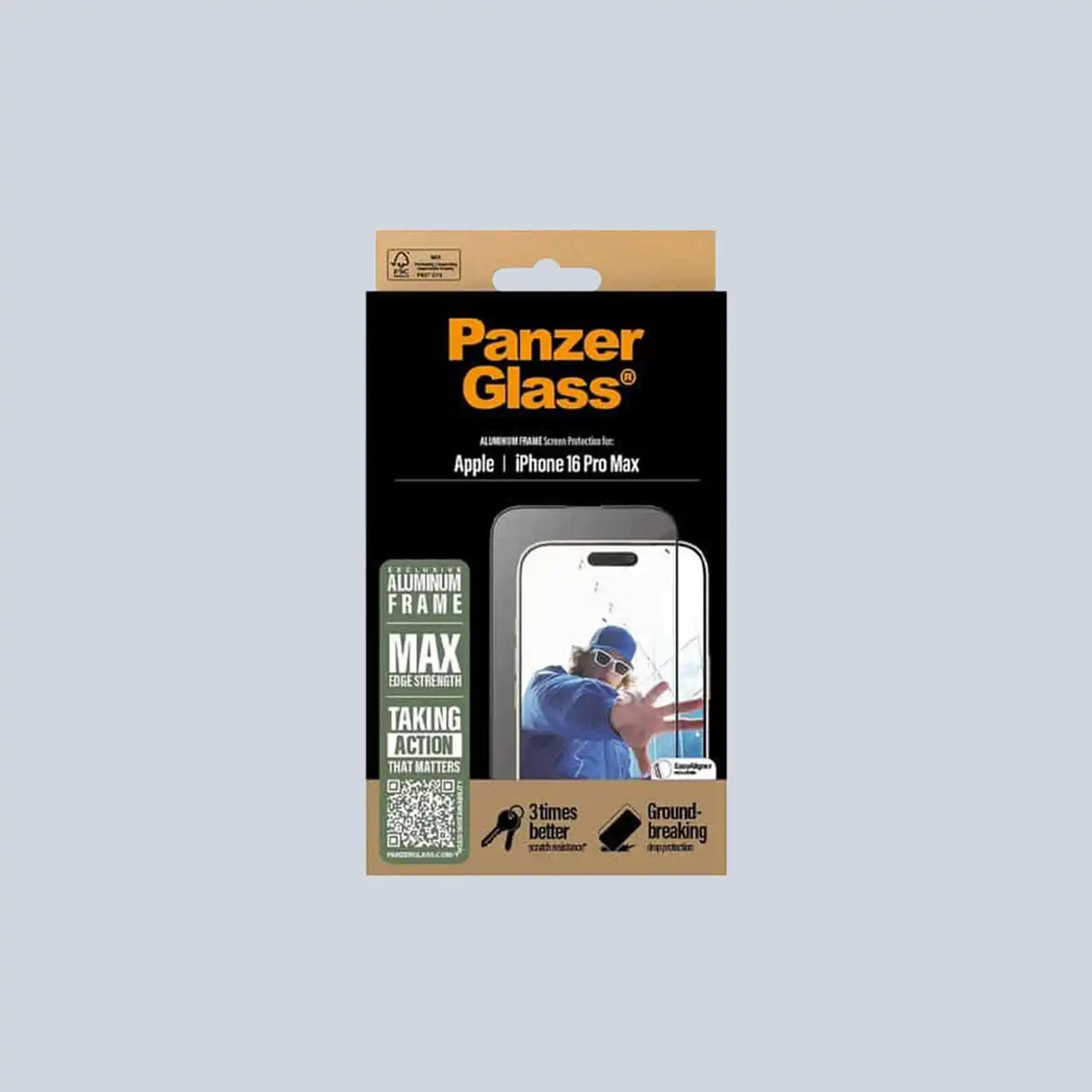 PanzerGlass  iPhone 16 6.9" Pro Max Screen Protector Aluminum Frame | Ultra-Wide Fit