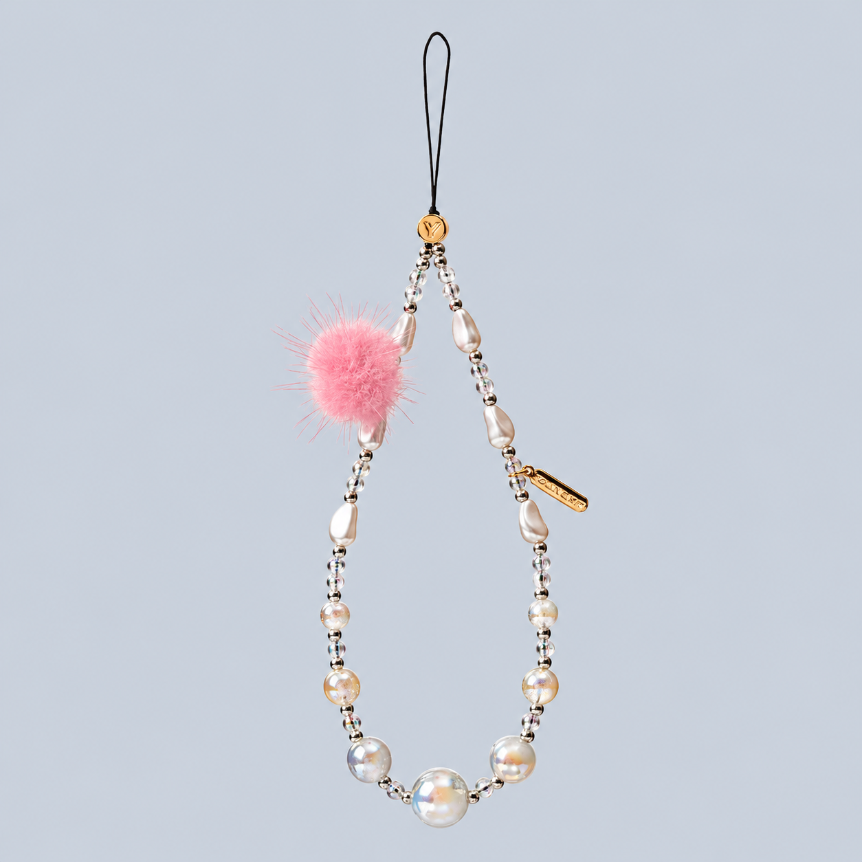 Youngkit Pom-Pom+Beaded Phone Charm & Card Combo