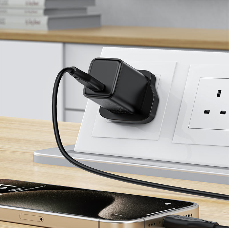 شاحن الحائط السريع ⁦Acefast PD45W GaN (1xUSB-C) -⁩ أسود