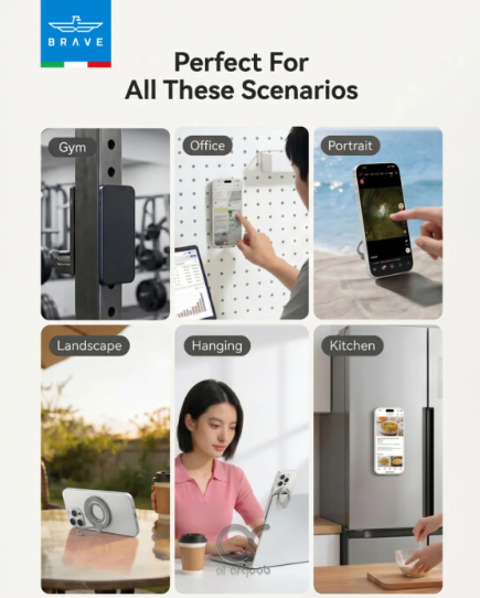 ⁦Brave Grip 3-in-1 Magnetic Grip and Kickstand⁩ – رمادي