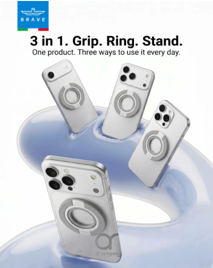 ⁦Brave Grip 3-in-1 Magnetic Grip and Kickstand⁩ – رمادي