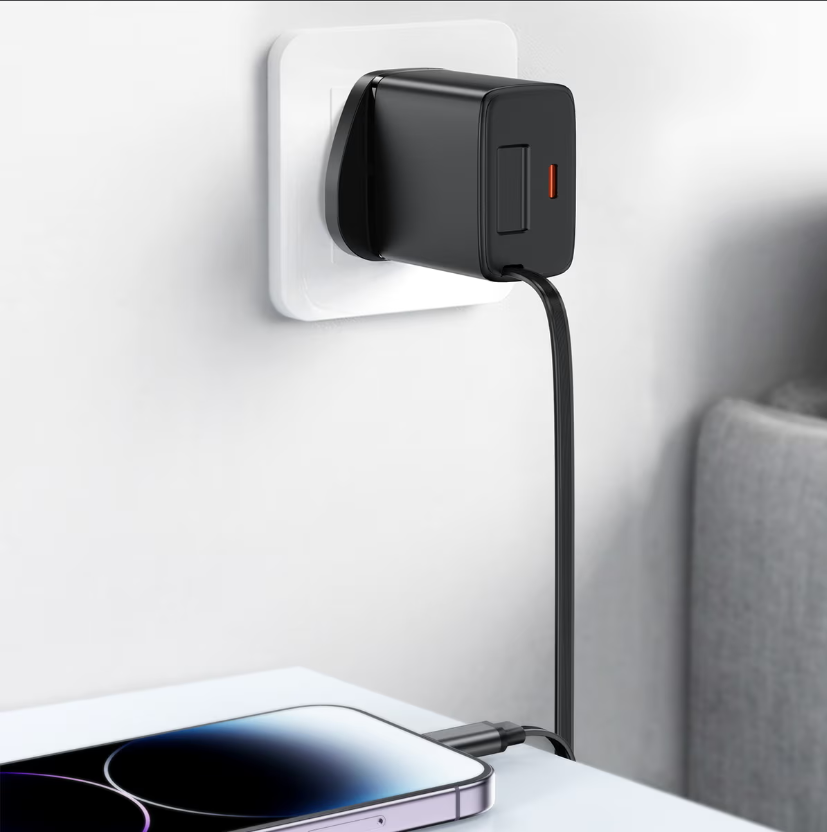 شاحن الحائط ⁦Acefast Fast Charge PD30W GaN (2xUSB-C) -⁩ أسود