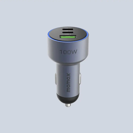 Momax Move 100W Triple Port Car Charger Gray