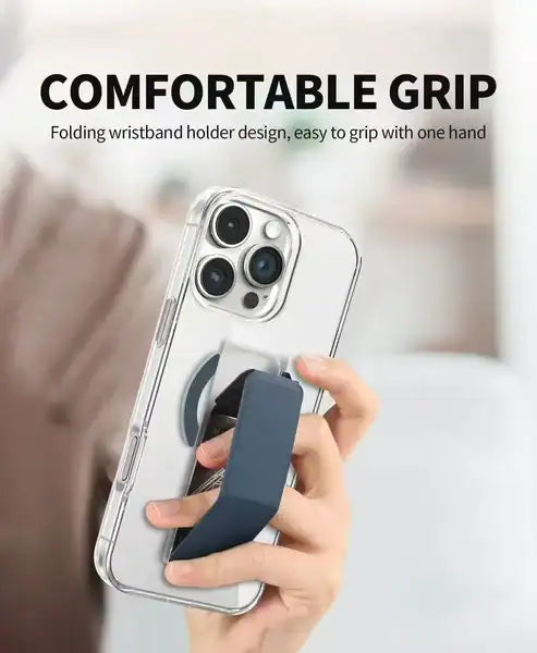 Case MagSafe iPhone 13 Promax Stand Case Foldable Wristband Grip -Clear