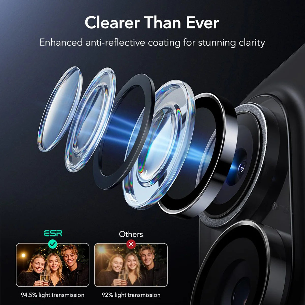 ⁦ESR Armorite Camera Lens Protector⁩ لـ ⁦iPhone 17/16/16 Plus -⁩ أسود