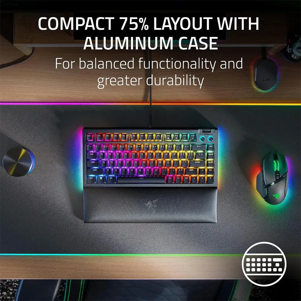 Razer Blackwidow V4 75% Mechanical Gaming Keyboard With Wrist Rest (Orange Tactile Switches) - Black by – Price in Kuwait