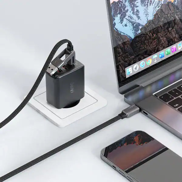 Acefast C13-04 60W 2-in-1 USB Type-C to Type-C Braided Charging Cable-1 2M
