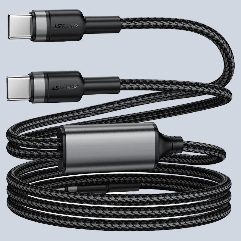 Acefast Charging Data Cable C22-02 USB-C to 2xUSB-C 100W 1 2M product image