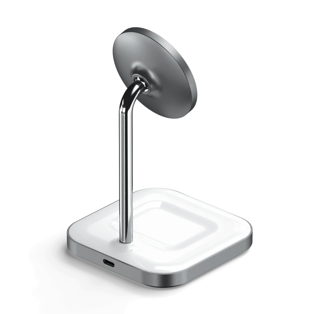 Satechi Aluminum 2-in-1 Magnetic Wireless Charging Stand in-use view