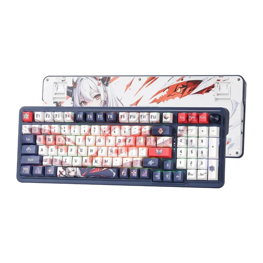 Eisa Pro 3-Modes 98 Keys Gasket Hot-Swappable RGB Mechanical Gaming Keyboard With Linear Mechanical Switches - Blue/White