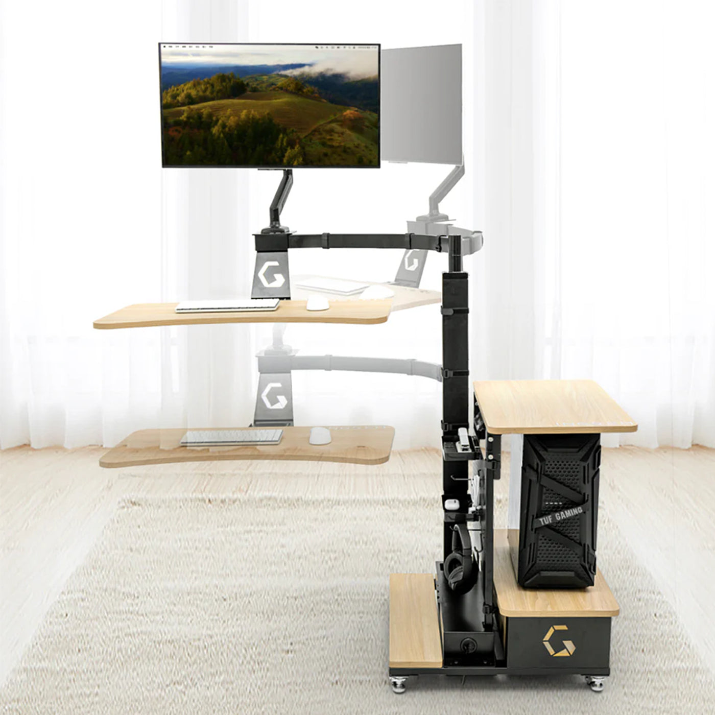 Ingrem Right Rudder Adjustable Height Standing Desk with Monitor Arm