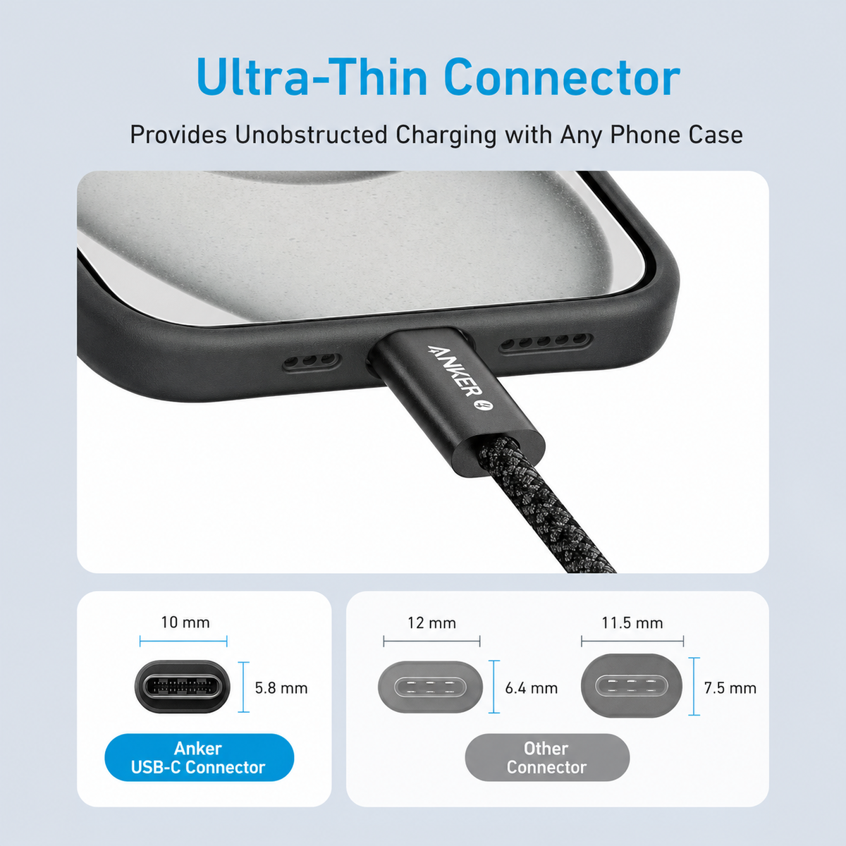كابل ⁦Anker Zolo USB-C⁩ إلى ⁦USB-C 240W⁩ مضفر - أبيض