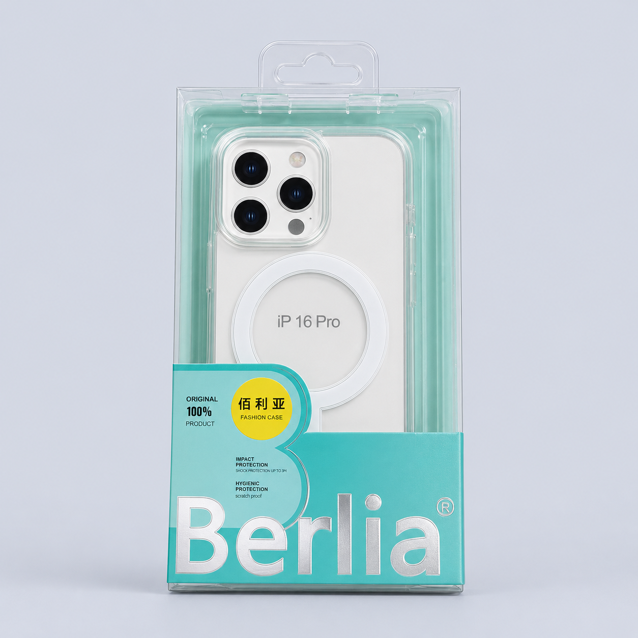 غطاء ⁦Berlia MagSafe⁩ لجهاز ⁦iPhone 16 Pro -⁩ شفاف