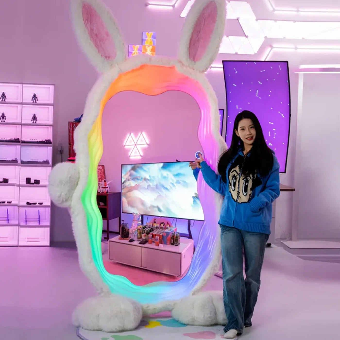 Ingrem Glowing Magic Bunny Mirror RGB Led Full-Length Vanity Mirror product image