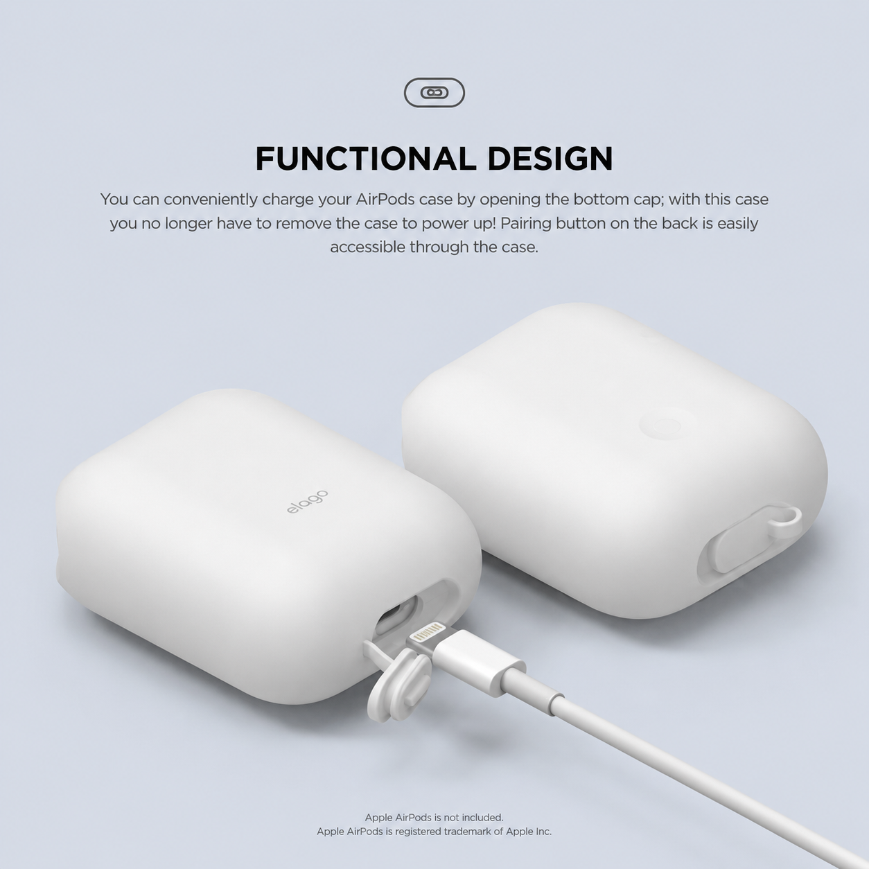 حافظة ⁦Elago Airpods⁩ مقاومة للمياه - بيضاء