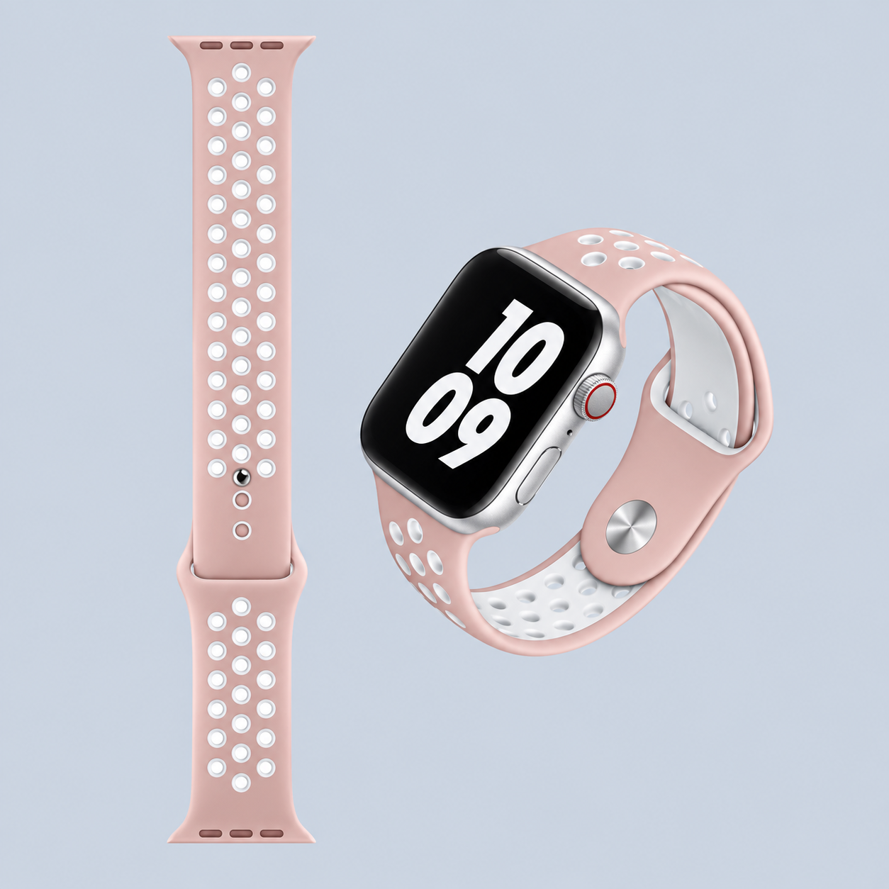 ⁦Wiwu Apple Watch 42mm Dual Color Sport Band - Pink/White⁩
