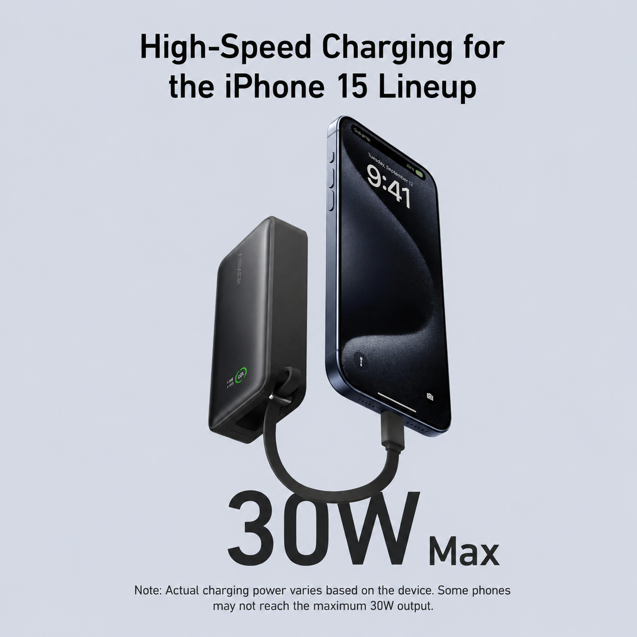 ⁦Anker Nano Power Bank 30W⁩, ⁦Built-In USB-C Cable⁩