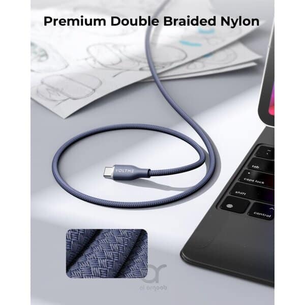 Voltme Powerlink Rugg Double Nylon Cable Type C to Type C 3A - 1 8M 60W Blue product photo
