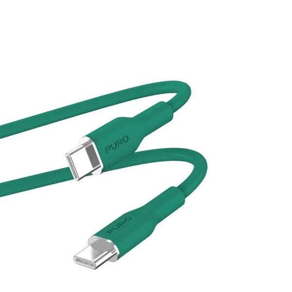 Puro Pwer and Data Sync Soft Cable From USB-C To USB-C 1 5M Green product photo