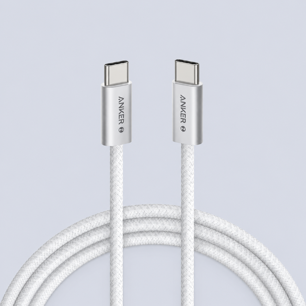 كابل ⁦Anker Zolo USB-C⁩ إلى ⁦USB-C 240W⁩ مضفر - أبيض
