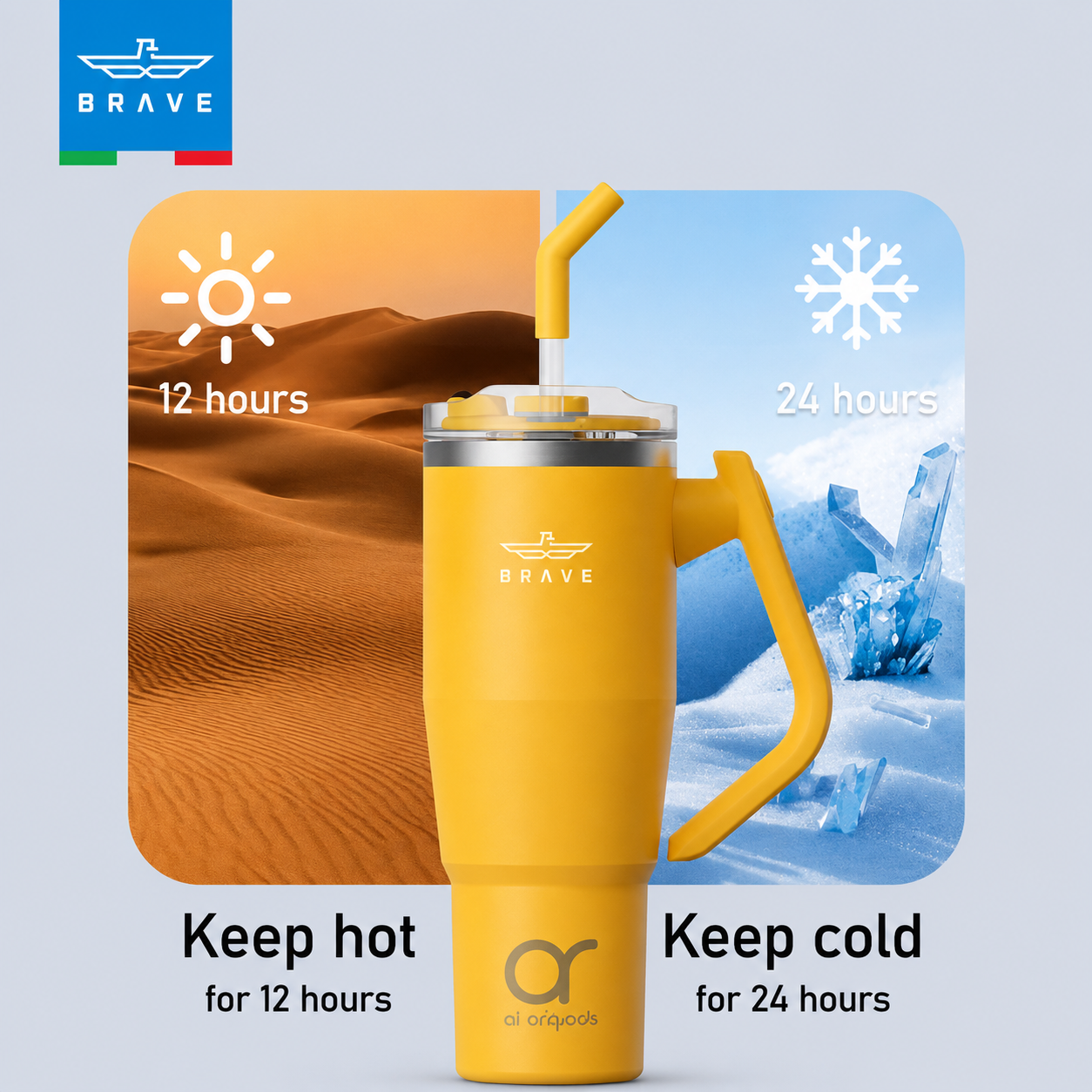 ⁦Brave Temp Guard Vacuum Insulated Travel Mug 1200mL - Yellow⁩