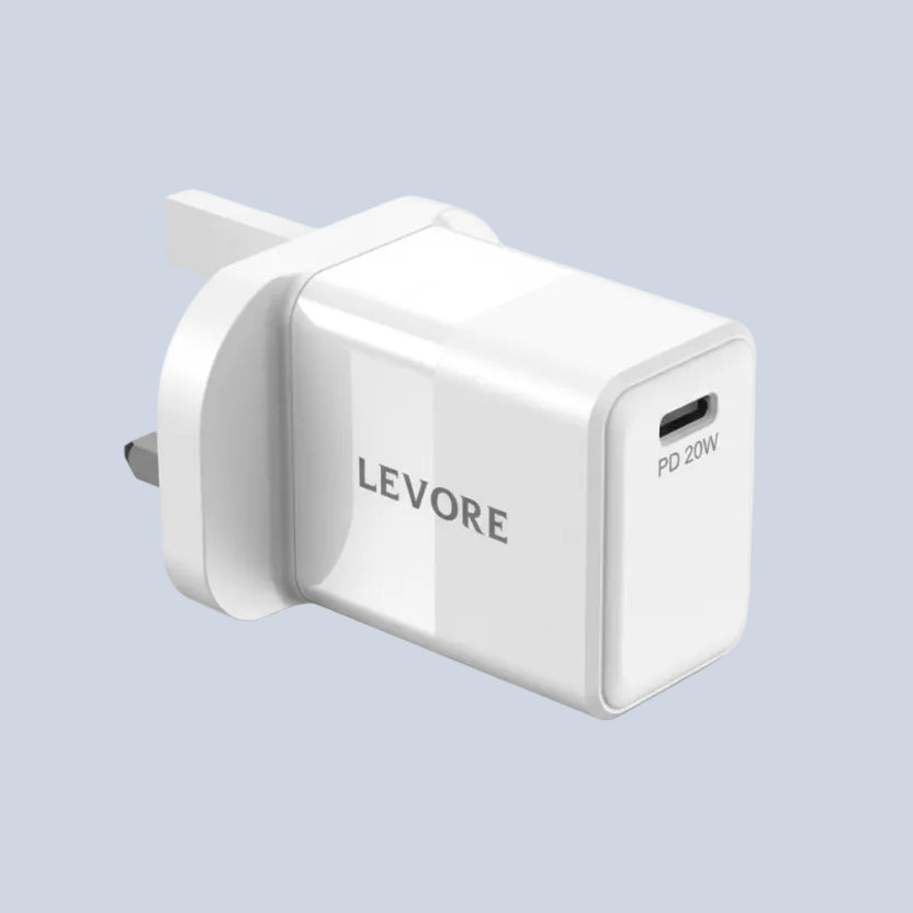 Levore Wall Charger 20W 1XUSB-C Power Delivery Fast Charging Adapter - White